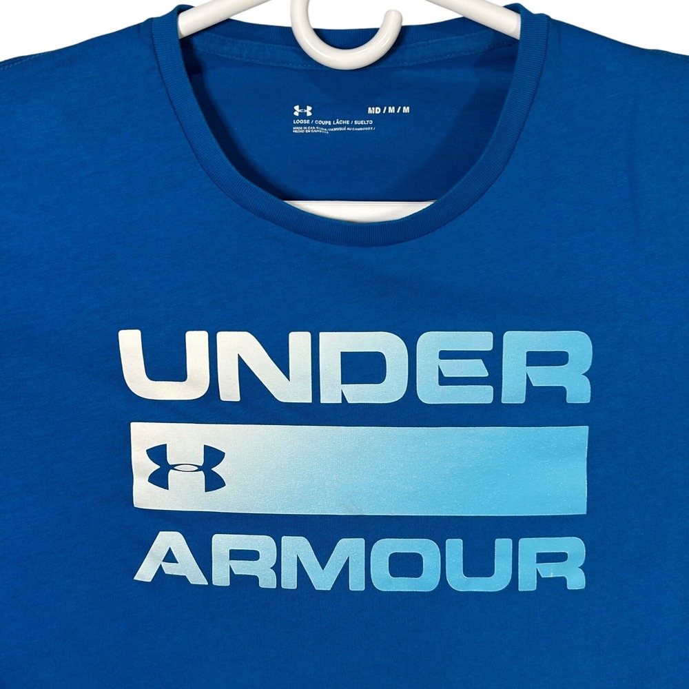 Under Armour Men's Blue‎ T-Shirt Medium Short Sleeve Loose Fit Athletic